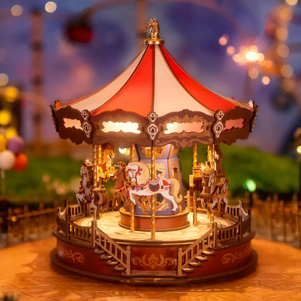 Classic Carousel 3D Wooden Puzzle Music Box