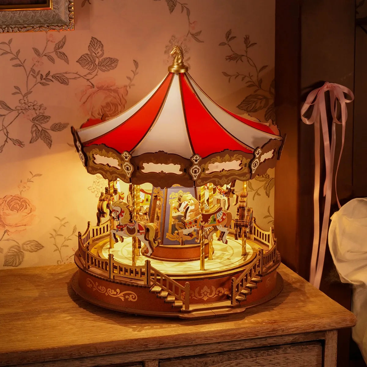Classic Carousel 3D Wooden Puzzle Music Box