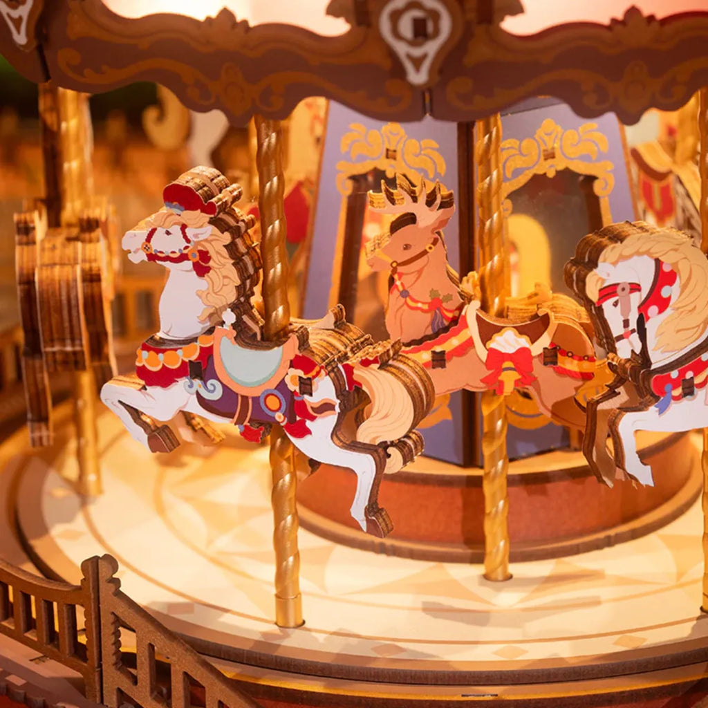 Classic Carousel 3D Wooden Puzzle Music Box