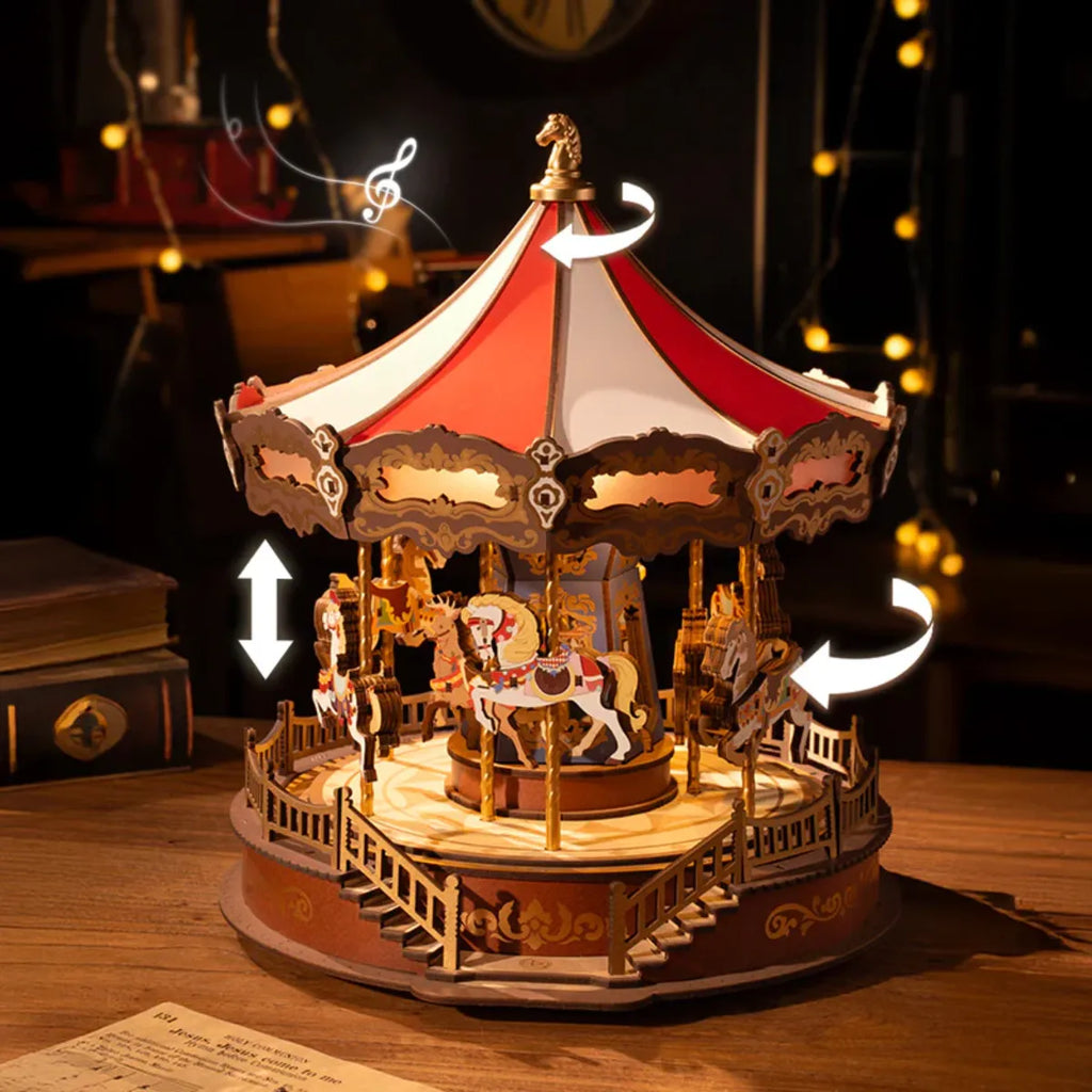 Classic Carousel 3D Wooden Puzzle Music Box