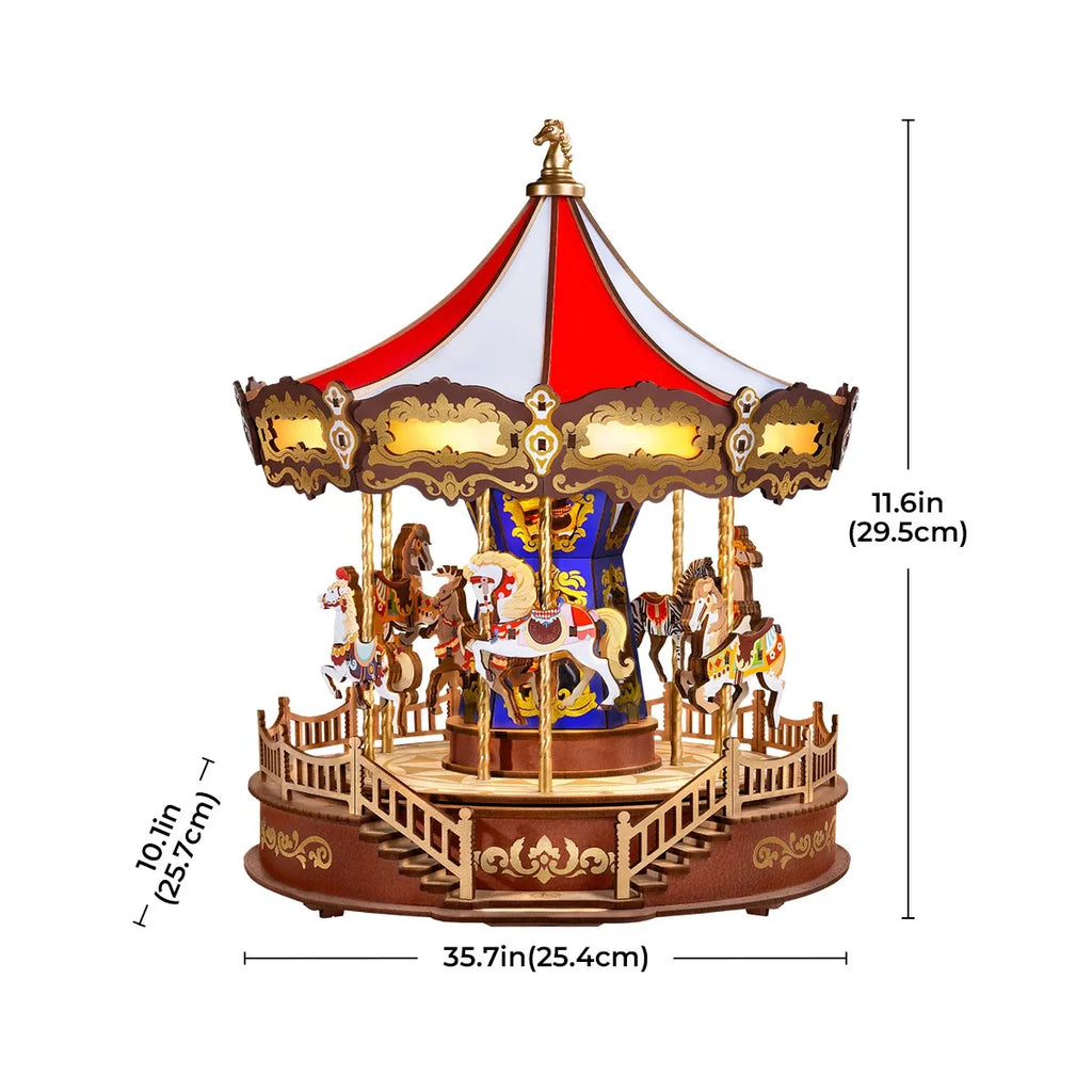 Classic Carousel 3D Wooden Puzzle Music Box