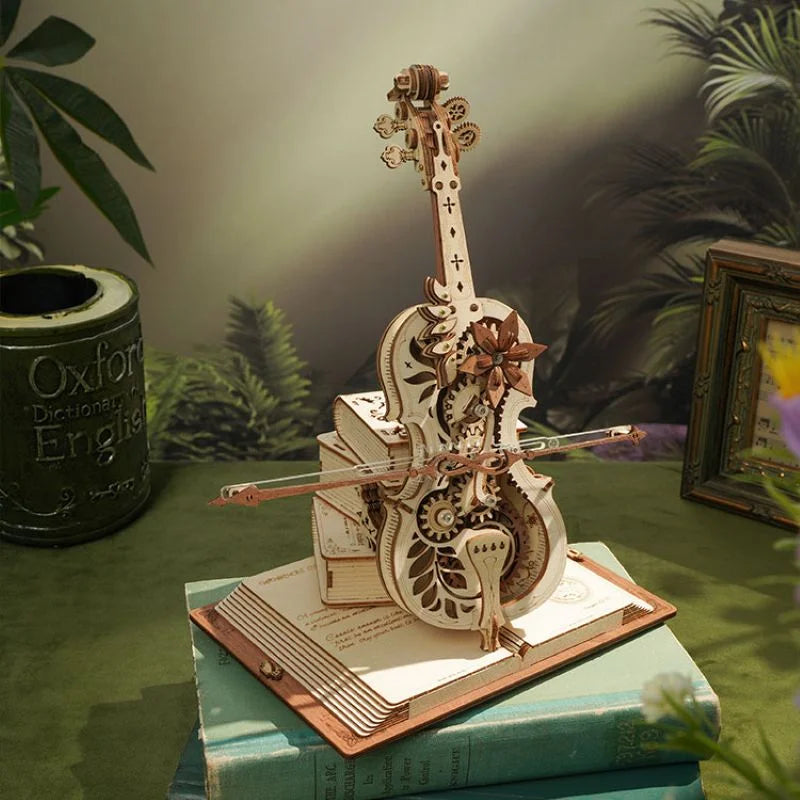 Magic Cello Mechanical Music Box 3D Wooden Puzzle