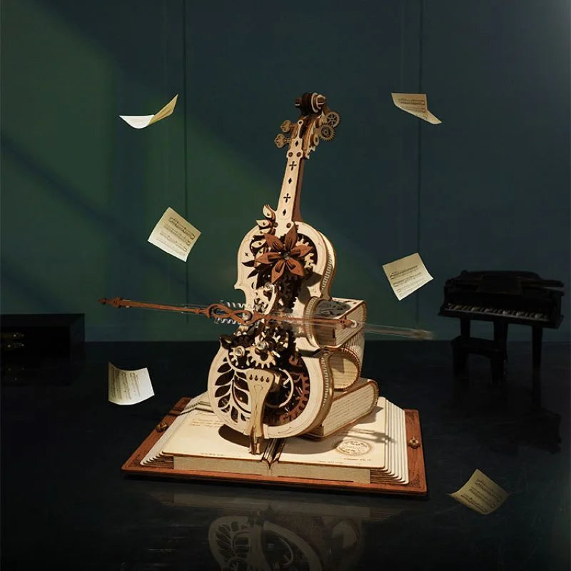 Magic Cello Mechanical Music Box 3D Wooden Puzzle