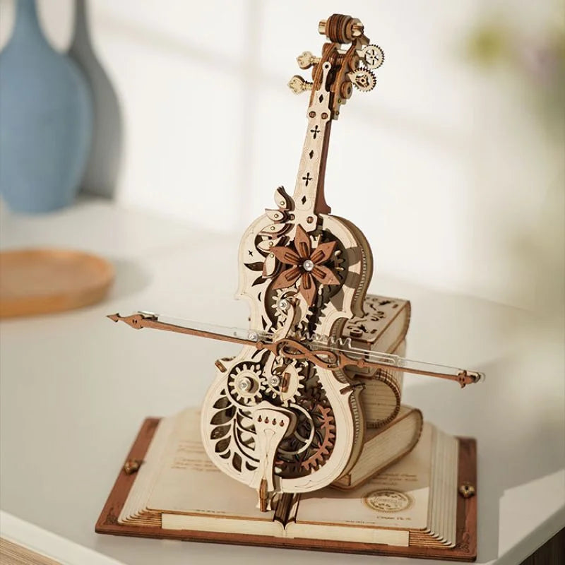 Magic Cello Mechanical Music Box 3D Wooden Puzzle