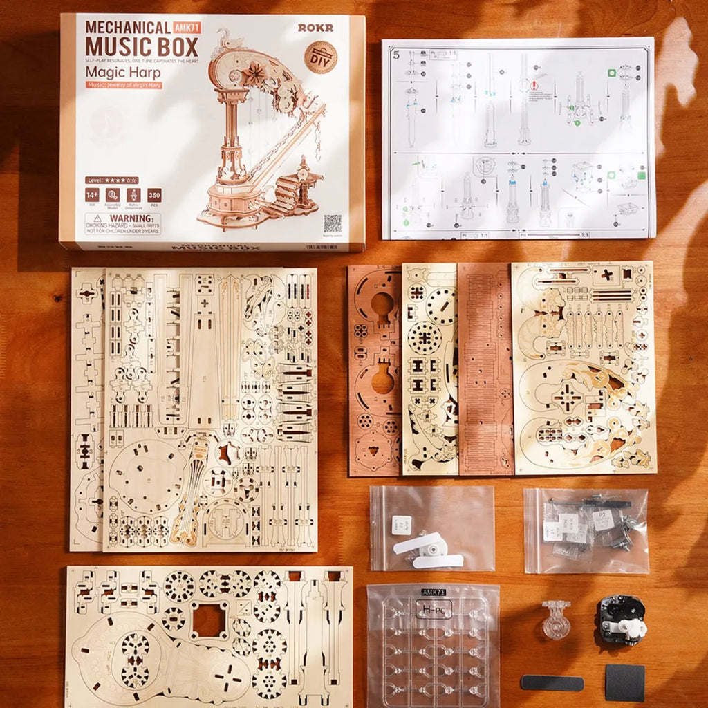 Magic Harp Mechanical Music Box 3D Wooden Puzzle