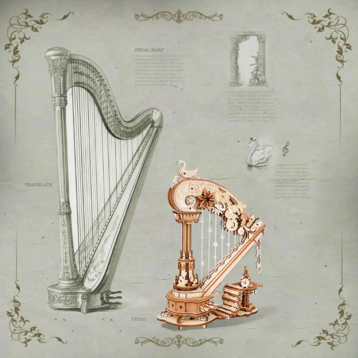 Magic Harp Mechanical Music Box 3D Wooden Puzzle