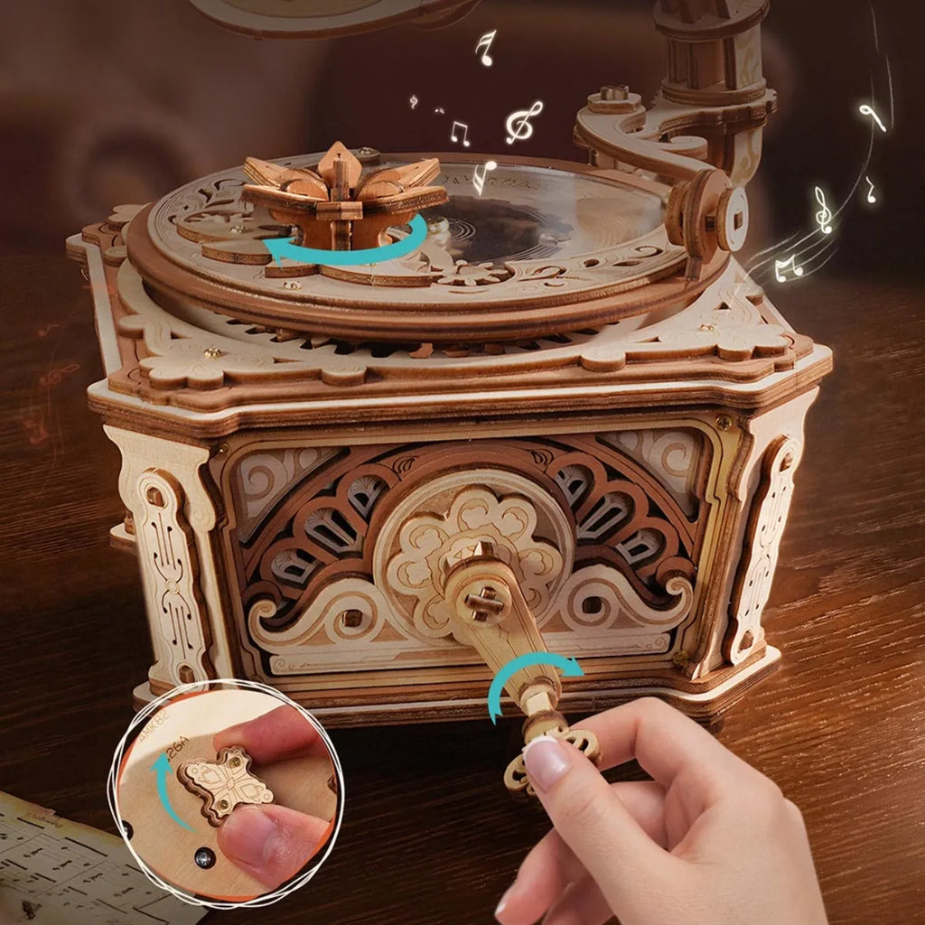 Diva Gramophone Mechanical Music Box 3D Wooden Puzzle