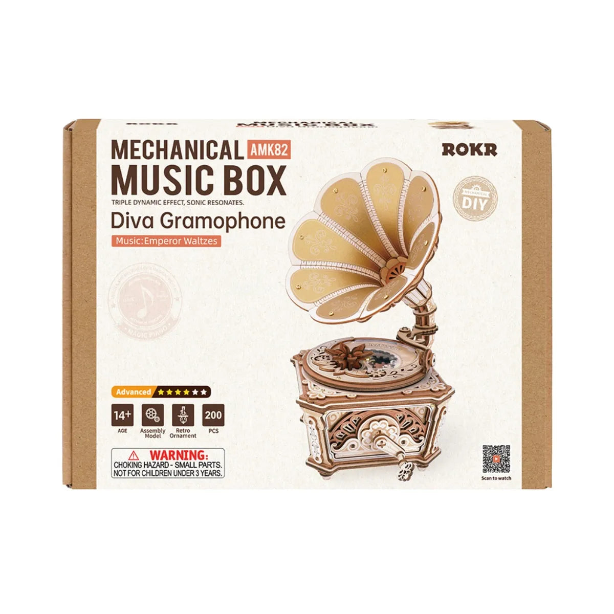 Diva Gramophone Mechanical Music Box 3D Wooden Puzzle