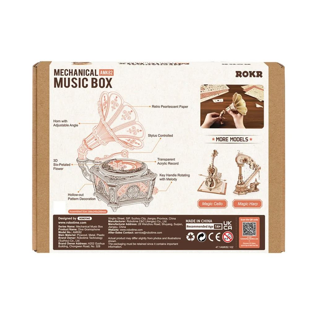 Diva Gramophone Mechanical Music Box 3D Wooden Puzzle