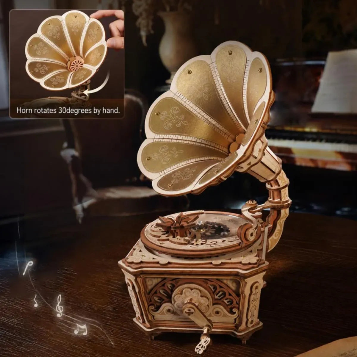 Diva Gramophone Mechanical Music Box 3D Wooden Puzzle