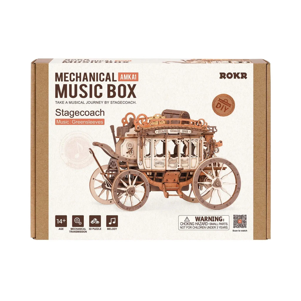 Stagecoach Mechanical Music Box 3D Wooden Puzzle
