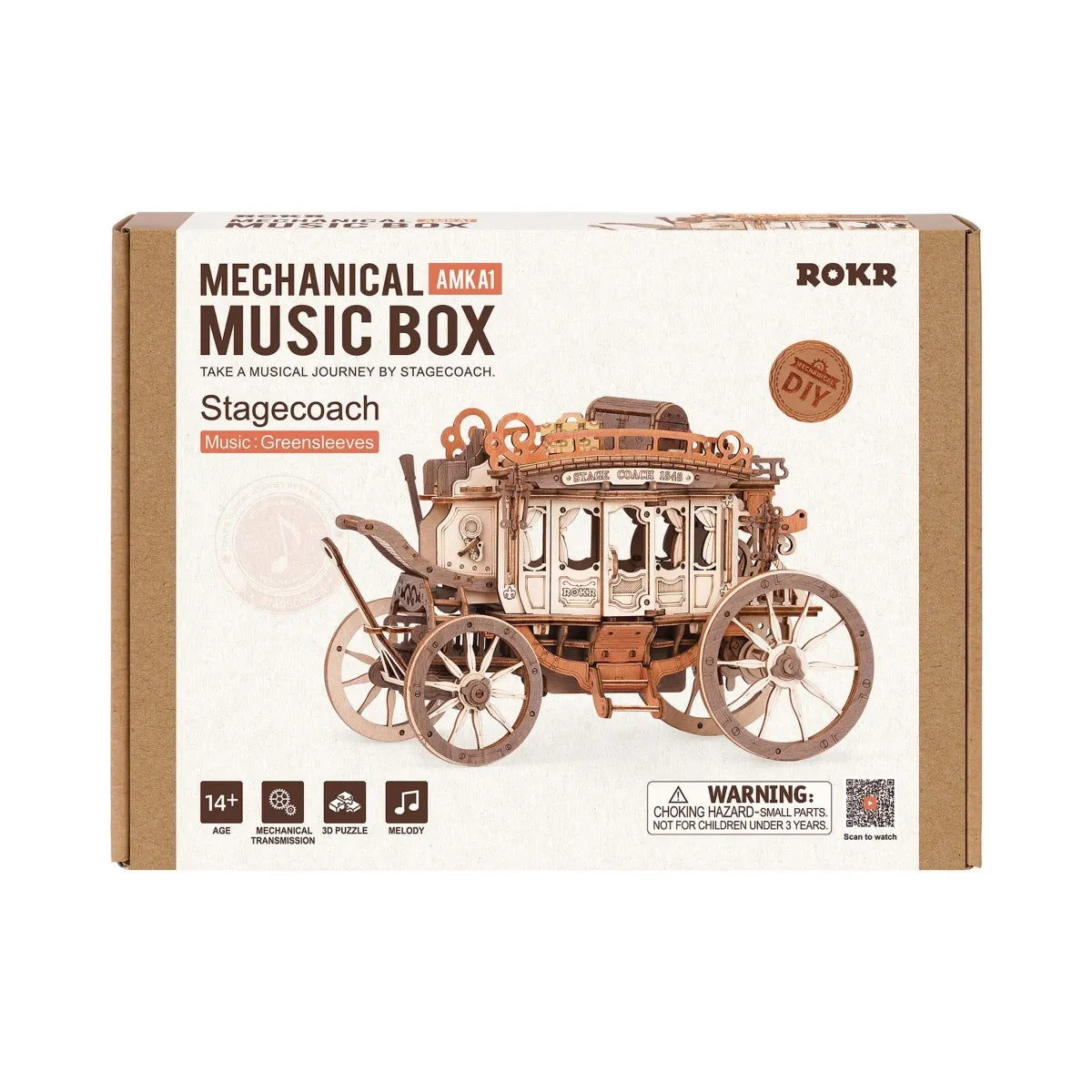 Stagecoach Mechanical Music Box 3D Wooden Puzzle