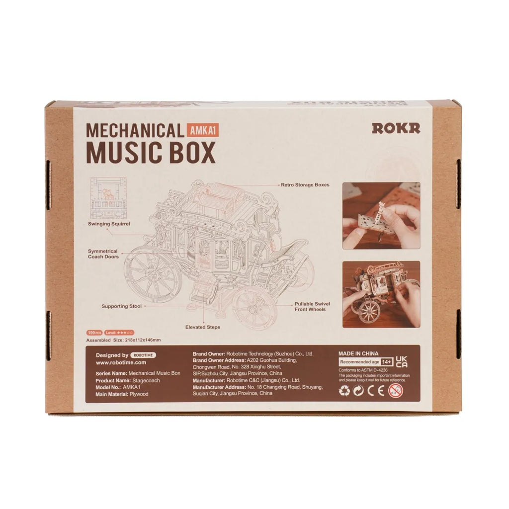 Stagecoach Mechanical Music Box 3D Wooden Puzzle