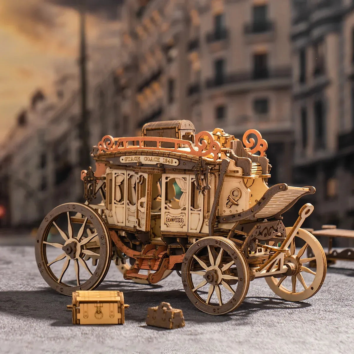 Stagecoach Mechanical Music Box 3D Wooden Puzzle