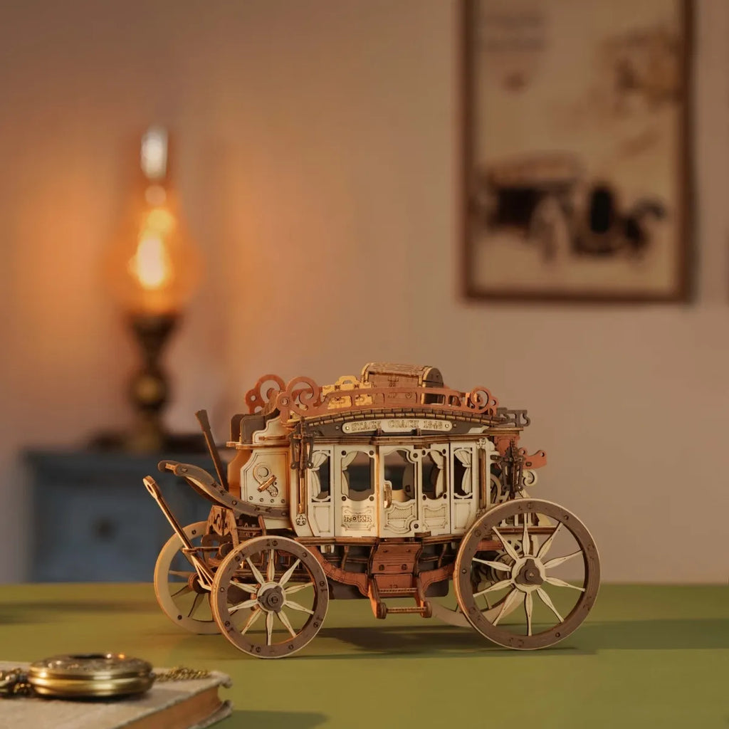 Stagecoach Mechanical Music Box 3D Wooden Puzzle