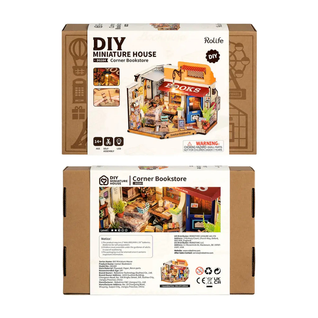 Corner Bookstore DIY Miniature House Kit