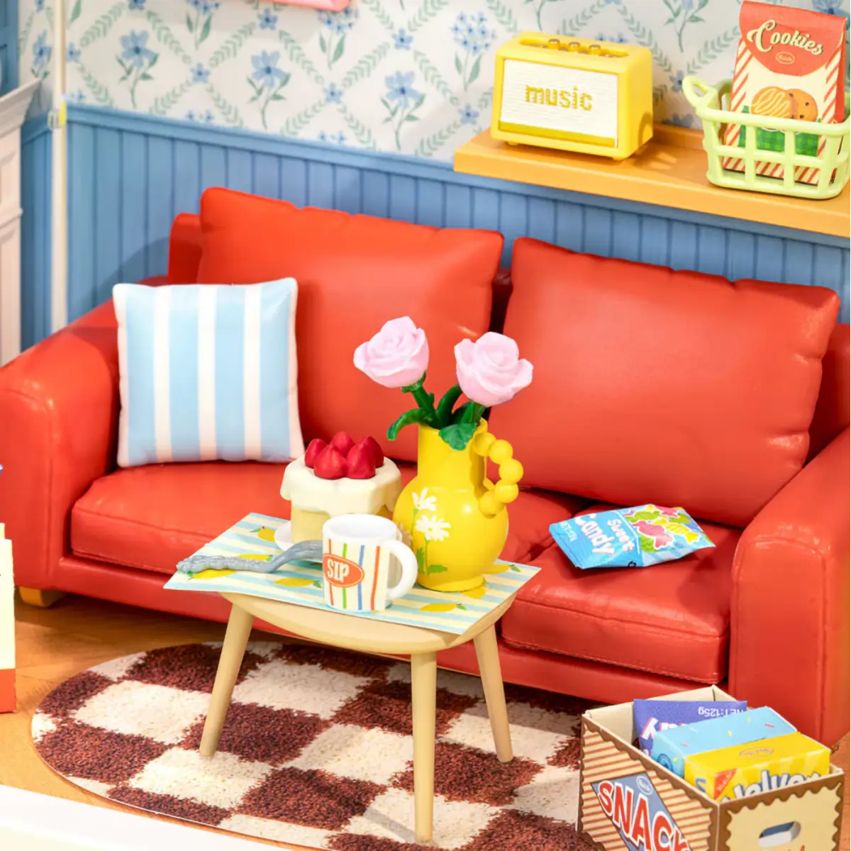 Country Blue Lounge DIY Miniature House Kit