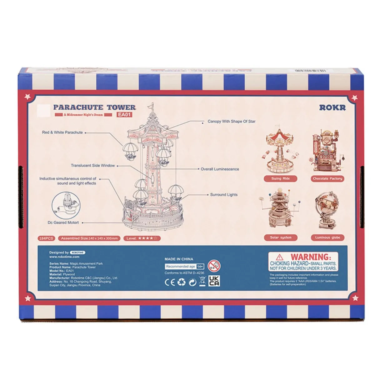 Parachute Tower Mechanical Music Box 3D Wooden Puzzle