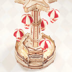 Parachute Tower Mechanical Music Box 3D Wooden Puzzle