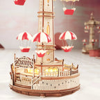 Parachute Tower Mechanical Music Box 3D Wooden Puzzle