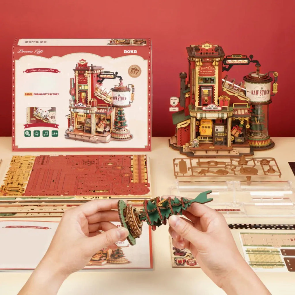 Dream Gift Factory Mechanical Music Box 3D Wooden Puzzle