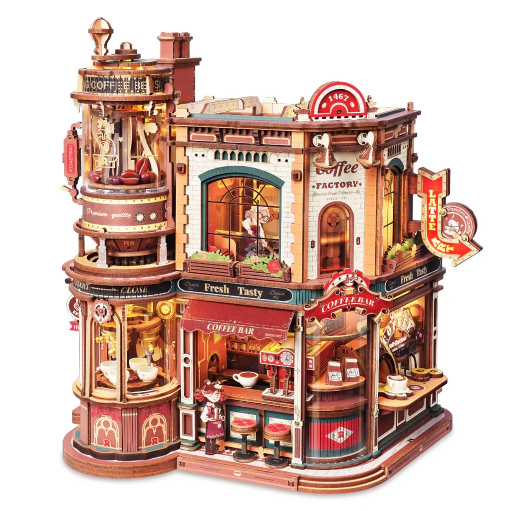 Dream Coffee Factory Mechanical Music Box 3D Wooden Puzzle