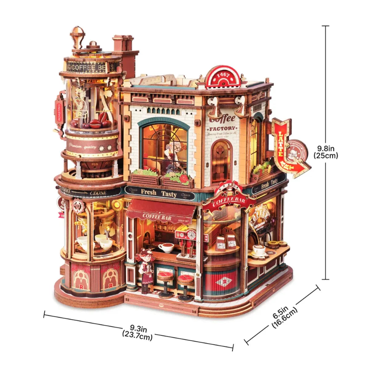 Dream Coffee Factory Mechanical Music Box 3D Wooden Puzzle