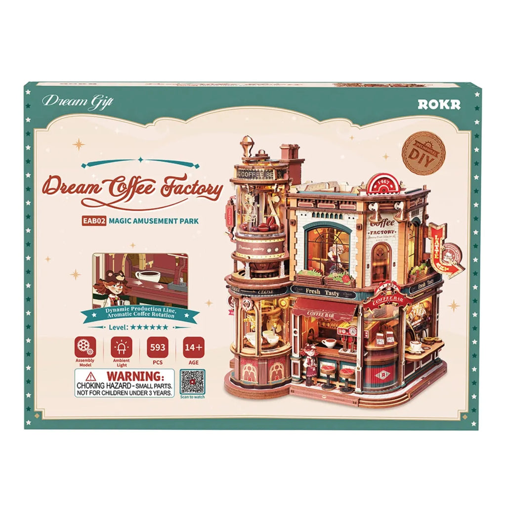 Dream Coffee Factory Mechanical Music Box 3D Wooden Puzzle
