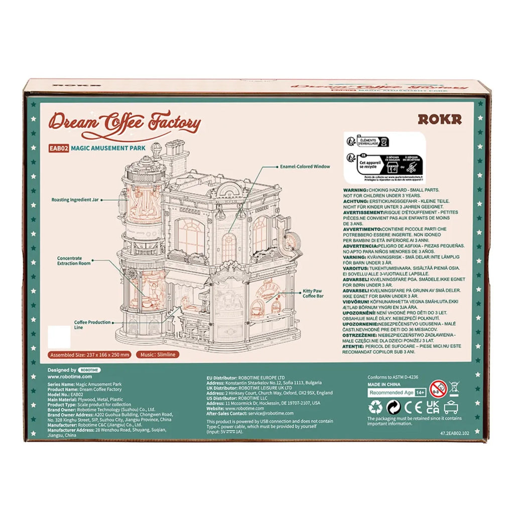 Dream Coffee Factory Mechanical Music Box 3D Wooden Puzzle