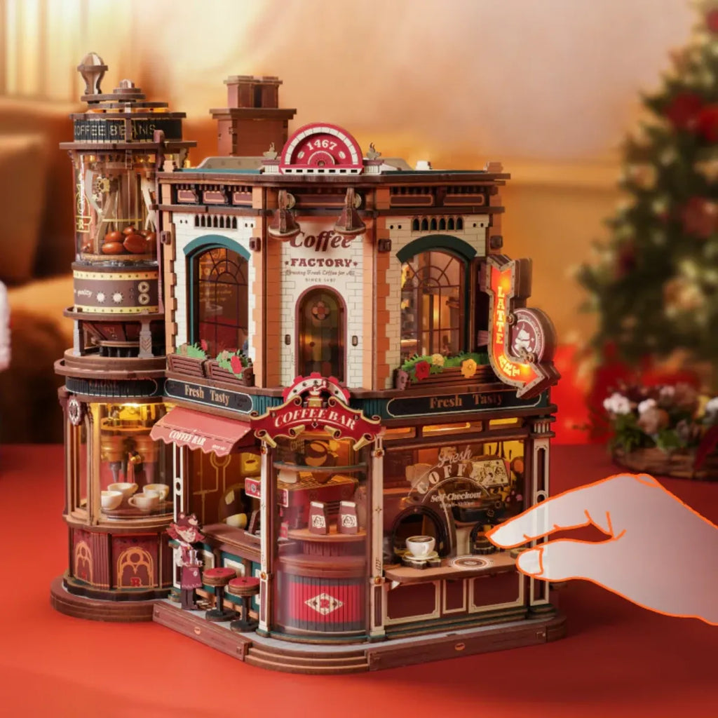 Dream Coffee Factory Mechanical Music Box 3D Wooden Puzzle