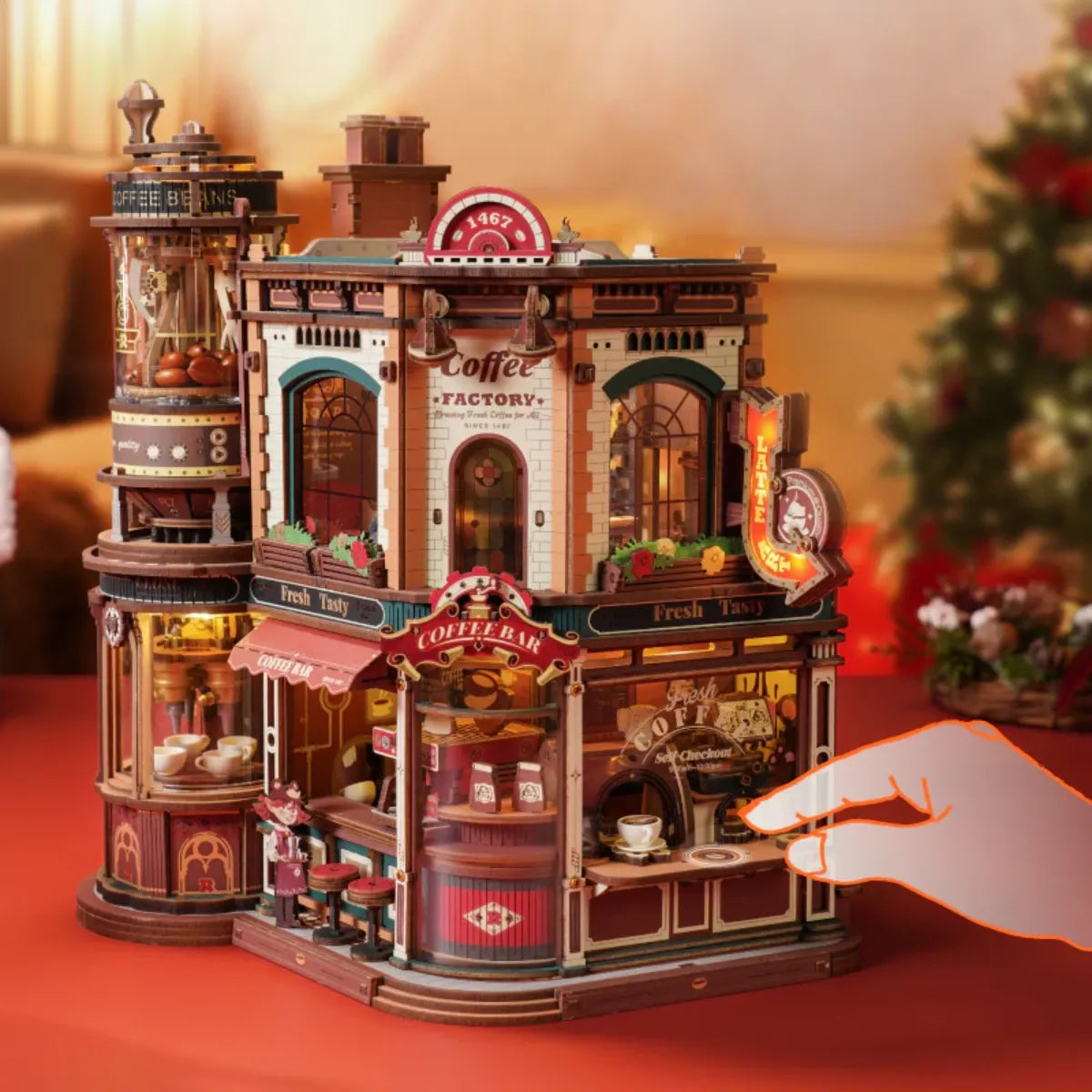 Dream Coffee Factory Mechanical Music Box 3D Wooden Puzzle