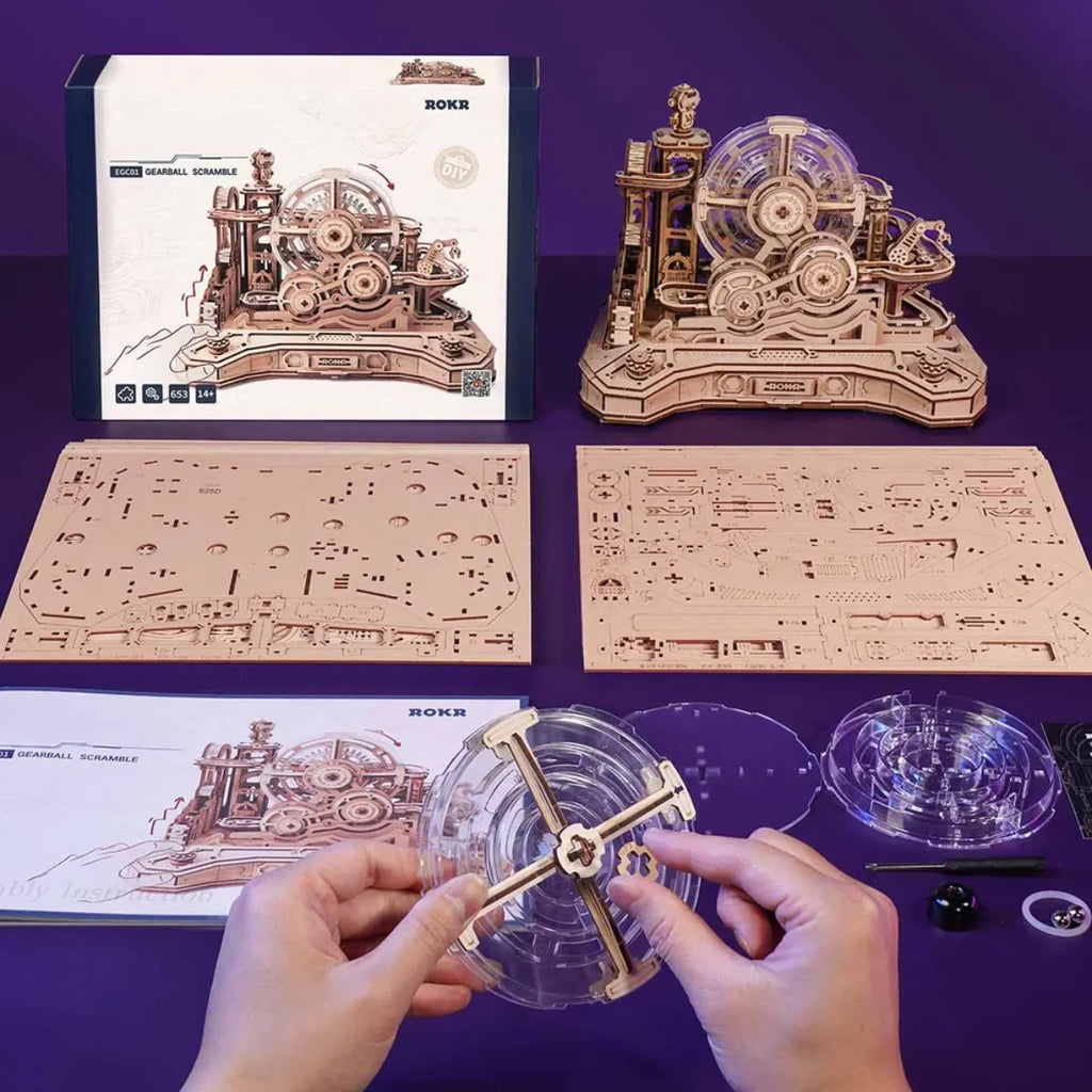 Gear Ball Challenge Mechanical 3D Wooden Puzzle