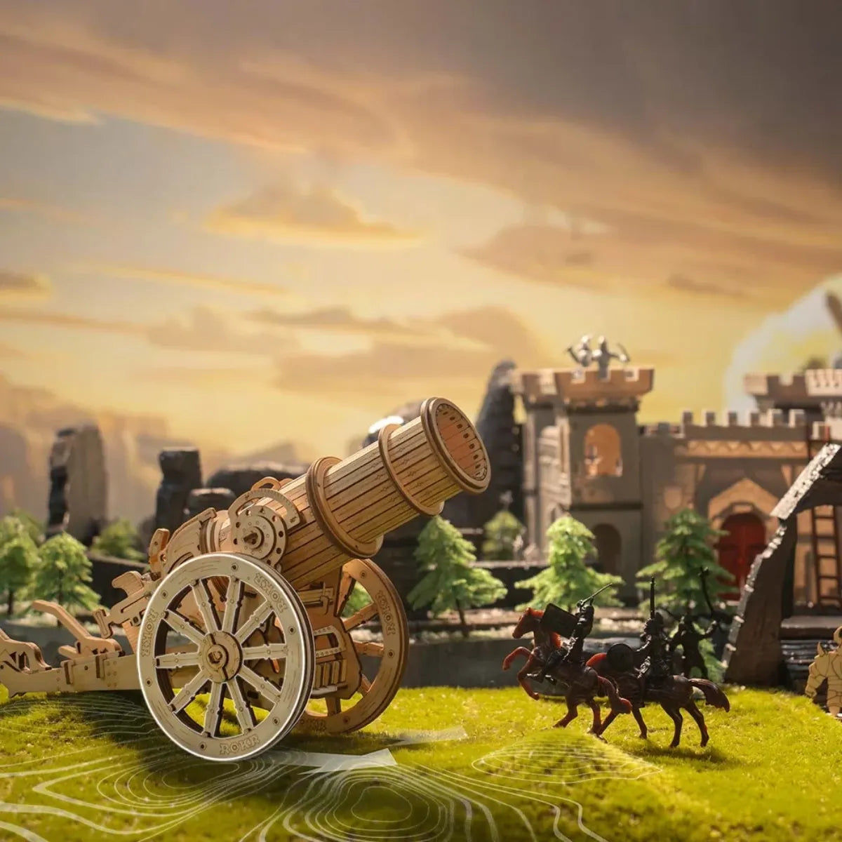 Wheeled Siege Artillery Mechanical 3D Wooden Puzzle