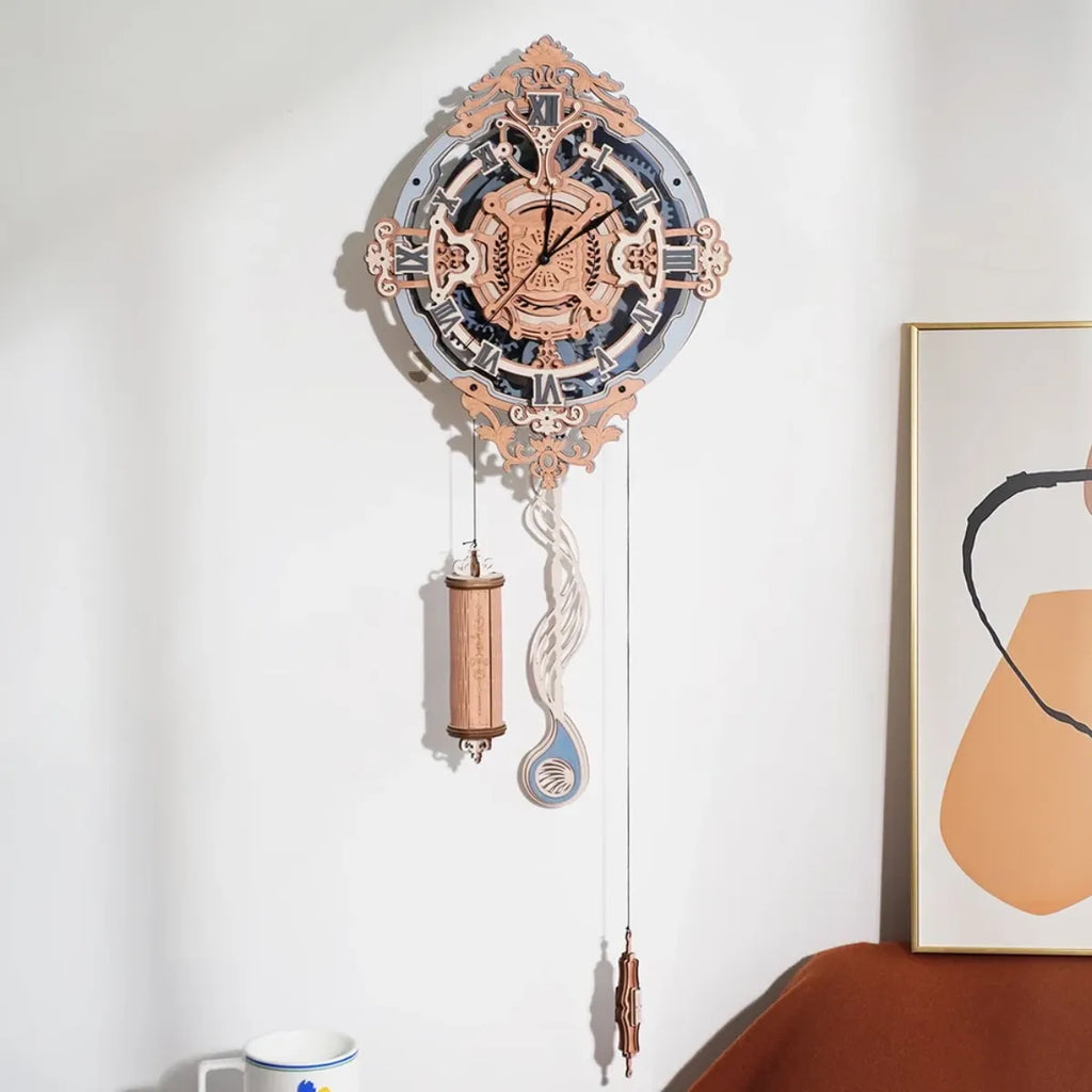 Romantic Note Wall Clock Mechanical 3D Wooden Puzzle