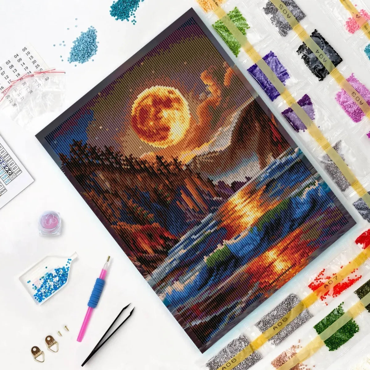 Moonlit Bay 5D Diamond Painting, 30×40 cm