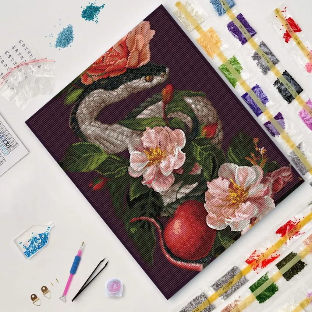 Serpent in Bloom 5D Diamond Painting, 40×50 cm