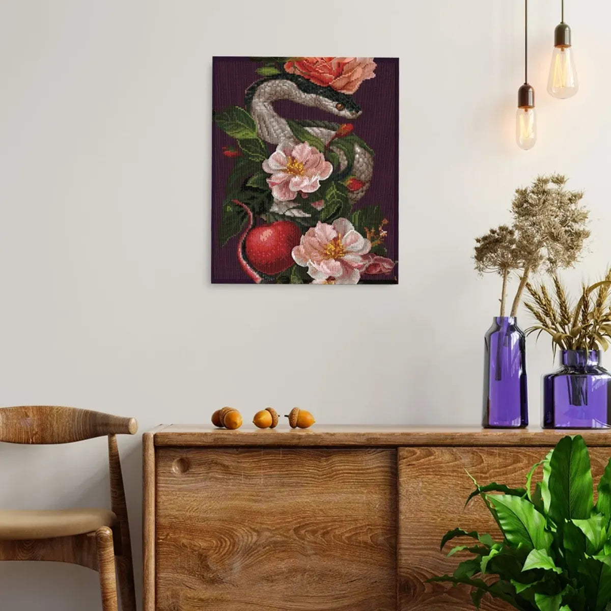 Serpent in Bloom 5D Diamond Painting, 40×50 cm