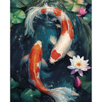 Koi Carp Among Lotuses 5D Diamond Painting, 40×50 cm