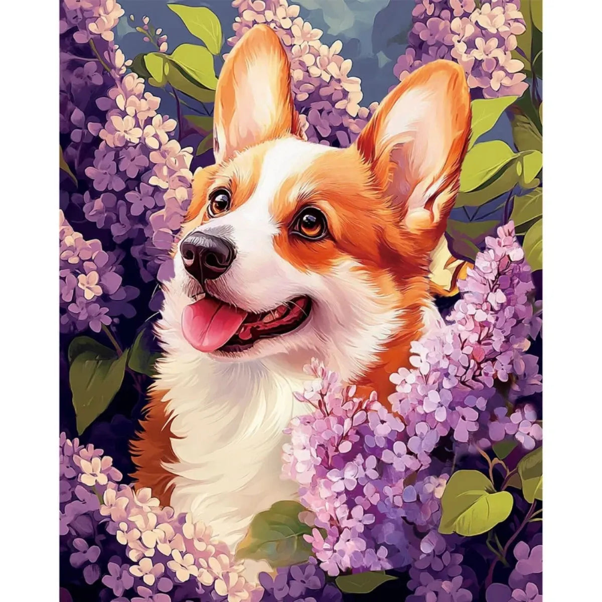 Springtime Corgi 5D Diamond Painting, 40×50 cm
