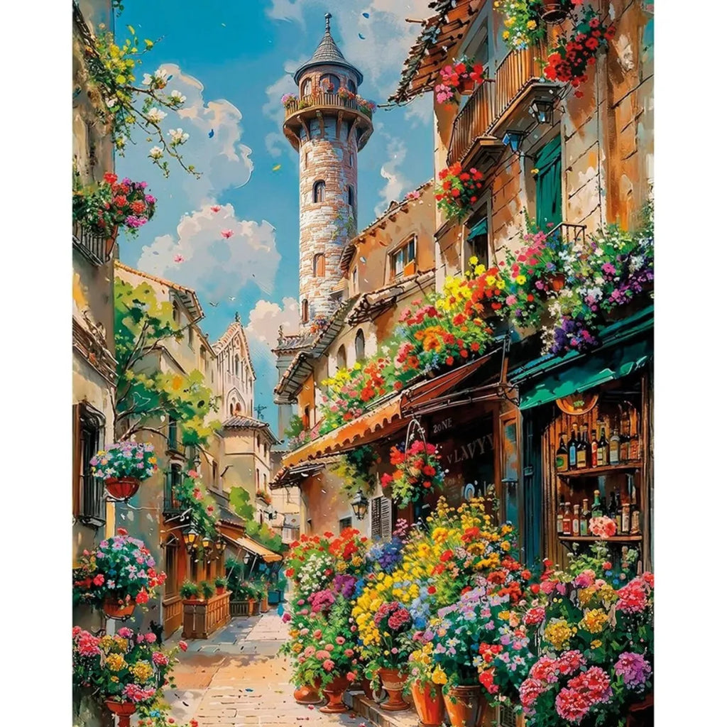 Blooming Street 5D Diamond Painting, 40×50 cm