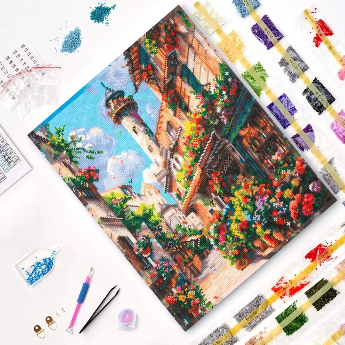 Blooming Street 5D Diamond Painting, 40×50 cm