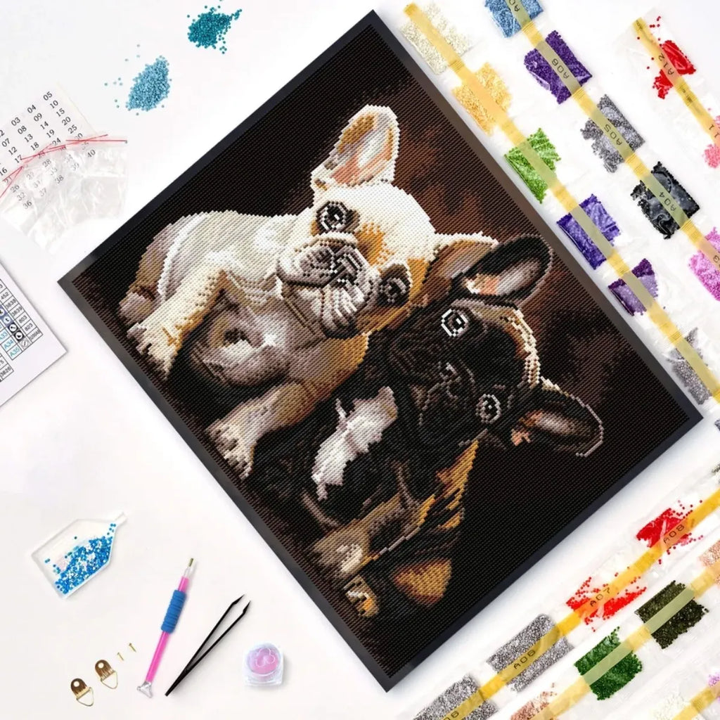 Bulldog Buddies 5D Diamond Painting, 40×50 cm