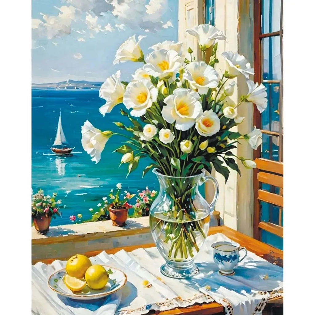 Seaside Window 5D Diamond Painting, 40×50 cm