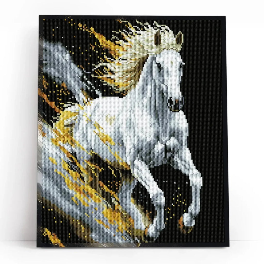 White Steed 5D Diamond Painting, 40×50 cm
