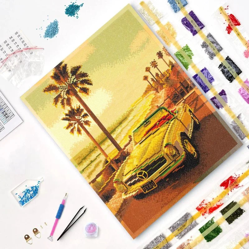 Vintage Summer Diamond Painting Kit 5D Full Drill Round 40x50cm