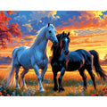 Sunset Stallions Diamond Painting Kit 5D Full Drill Round 40x50cm