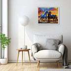 Sunset Stallions Diamond Painting Kit 5D Full Drill Round 40x50cm