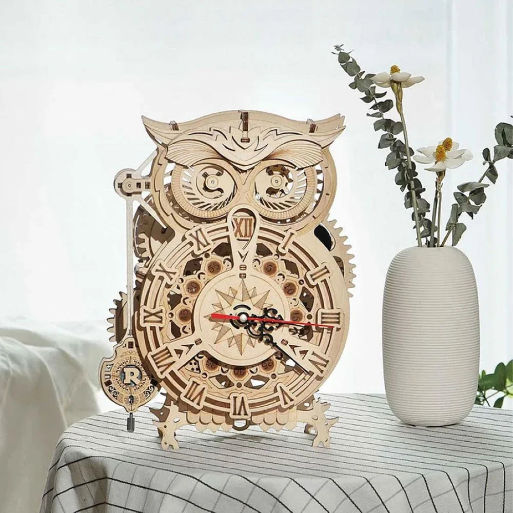 Owl Clock Mechanical 3D Wooden Puzzle