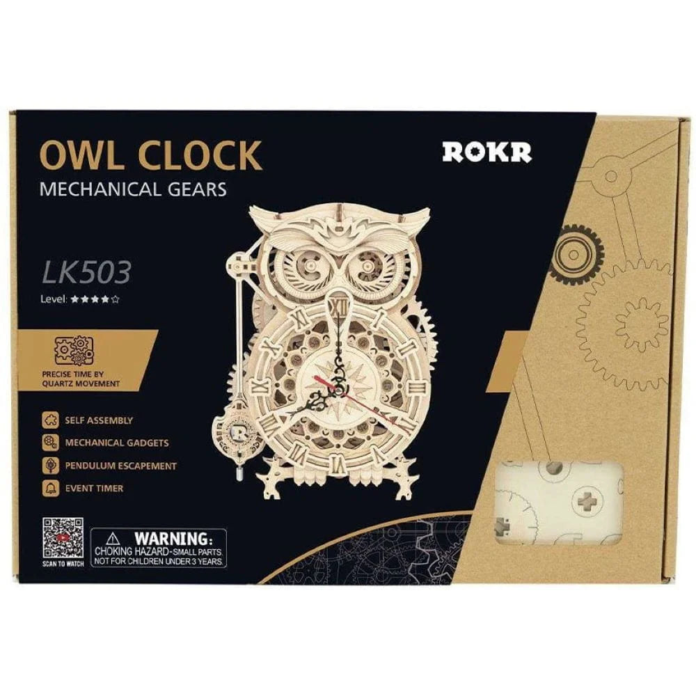 Owl Clock Mechanical 3D Wooden Puzzle