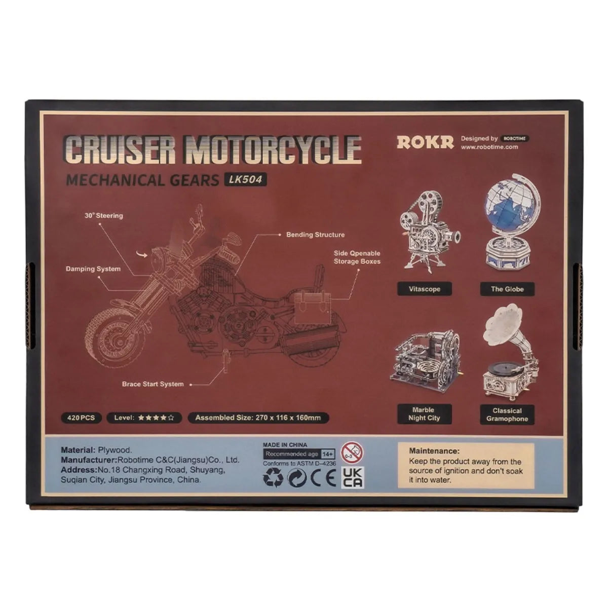 Cruiser Motorcycle Mechanical 3D Wooden Puzzle
